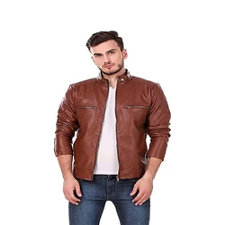Classy Soft Leather Jacket Men Black Zip Front Biker Jacket