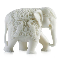 Fancy Beautifully Designed White Marble Elephant Statue