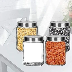 Square Kitchen Glass Lidded Jar, Borosilicate material