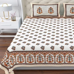 White Jaipur BedSheet