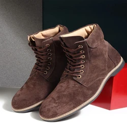 Toe Brown Round Boots