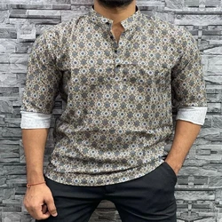 Mens Printed Short Kurta