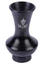black pottery flower vase