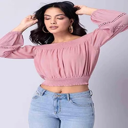 Branded Crop Top Embroidery Design Stylish Casual Tops