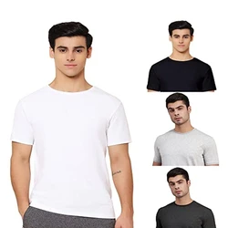 Slim Fit Mens Round Neck T-Shirts Solid Half Sleeves Tshirts