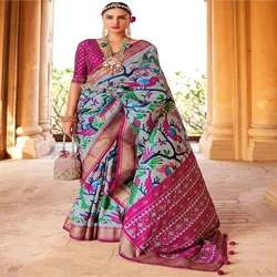 Printed Ikkat Silk Sarees