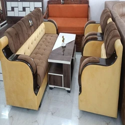 Wooden Velvet Sofa Set