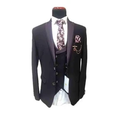 Check Plain Designer Traditional New Three Piece Suit