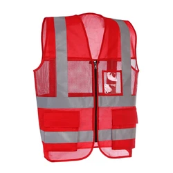 Red Reflective Safety Jacket, Fabric-Plain