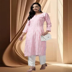 Chikankari Chanderi Lucknowi Silk