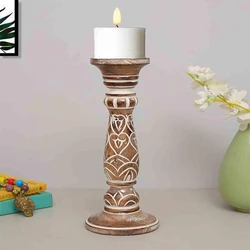 Decorative Natural Wooden Candle Stand Design Exporter