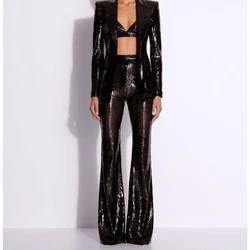 Leather Sequin Trousers