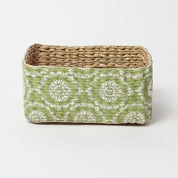 Green Rectangle Jute Basket