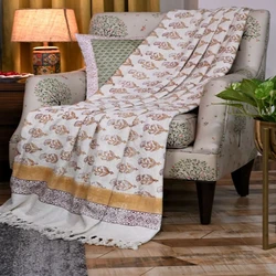 Hypoallergenic, machine washable blanket woven print