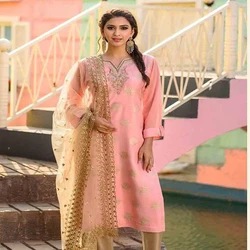 Women Indian Ethnic Wear A-Line Suit Set Hand Embroidery