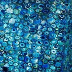 Blue Agate Semi Precious Stone Slabs Smooth Texture