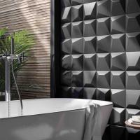 3d wall tile black, Matte charcoal stone surface