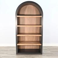 Arched Wood Bookshelf, Matte black metal frame