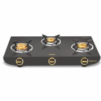 Bajaj Three Burner Gas Stove, Unbreakable abs knob