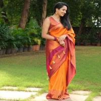 Breathable Orange Cotton Silk Saree