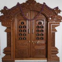Carving Pooja Room Door, Rectangle, customizable design