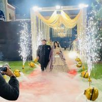 cold fire entry, sparkling effect, smoke, parties