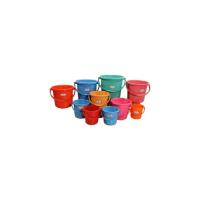 Colored plastic buckets