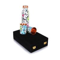 Printed Designer Drinking Copper Glasses Bottle Gift Set