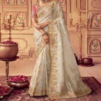Cream Georgette Saree