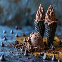 Double Chocolate Ice Cream Cone, Dark and fudgey