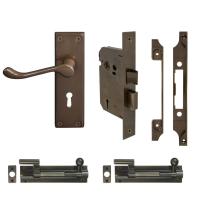 French Door Knob Set, Single cylinder deadbolt combo