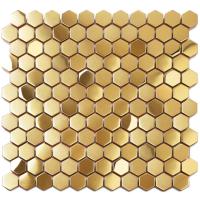 gold color metal mosaic tiles, Matte finished