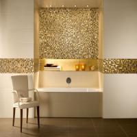 gold mosaic wall tiles, Luxurious metallic gold sheen