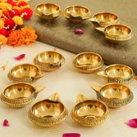 Golden Brass Diya Set