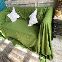 Green Linen Sofa Cover, Non waterproof & washable