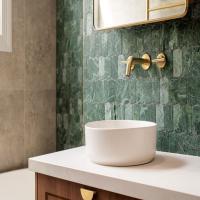 green mosaic wall tiles, Deep forest green tones