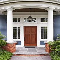 House Front Doors, Regular-size, lush landscaping