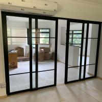 Internal Aluminium Partition Doors, White, black hinges
