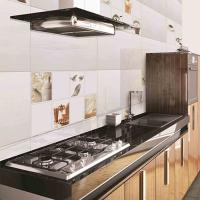 Modern Glossy Finish Kitchen Tiles Blue Color Walls