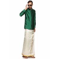 Linen White Golden Dhoti