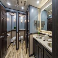 Luxury Portable Toilets, flush and wash-basin