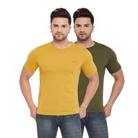 Slim Fit Mens Round Neck T-Shirts Solid Half Sleeves Tshirts