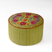 Multicolor Embroidered Bohemian Pouf