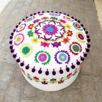 Multicolor Embroidered Bohemian Pouf