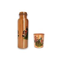 Printed Designer Drinking Copper Glasses Bottle Gift Set