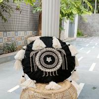 Round Black Embroidery Cushion Image