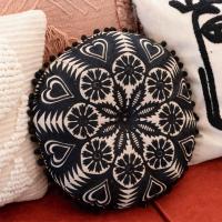 Round Black Embroidery Cushion