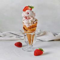 Strawberry Ice Cream Cone, Chunks of juicy, fresh