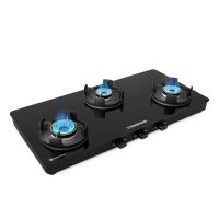 Three Burner Gas Cooktop, High powered brass dsign