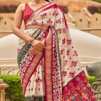 Tulip White Patola Saree